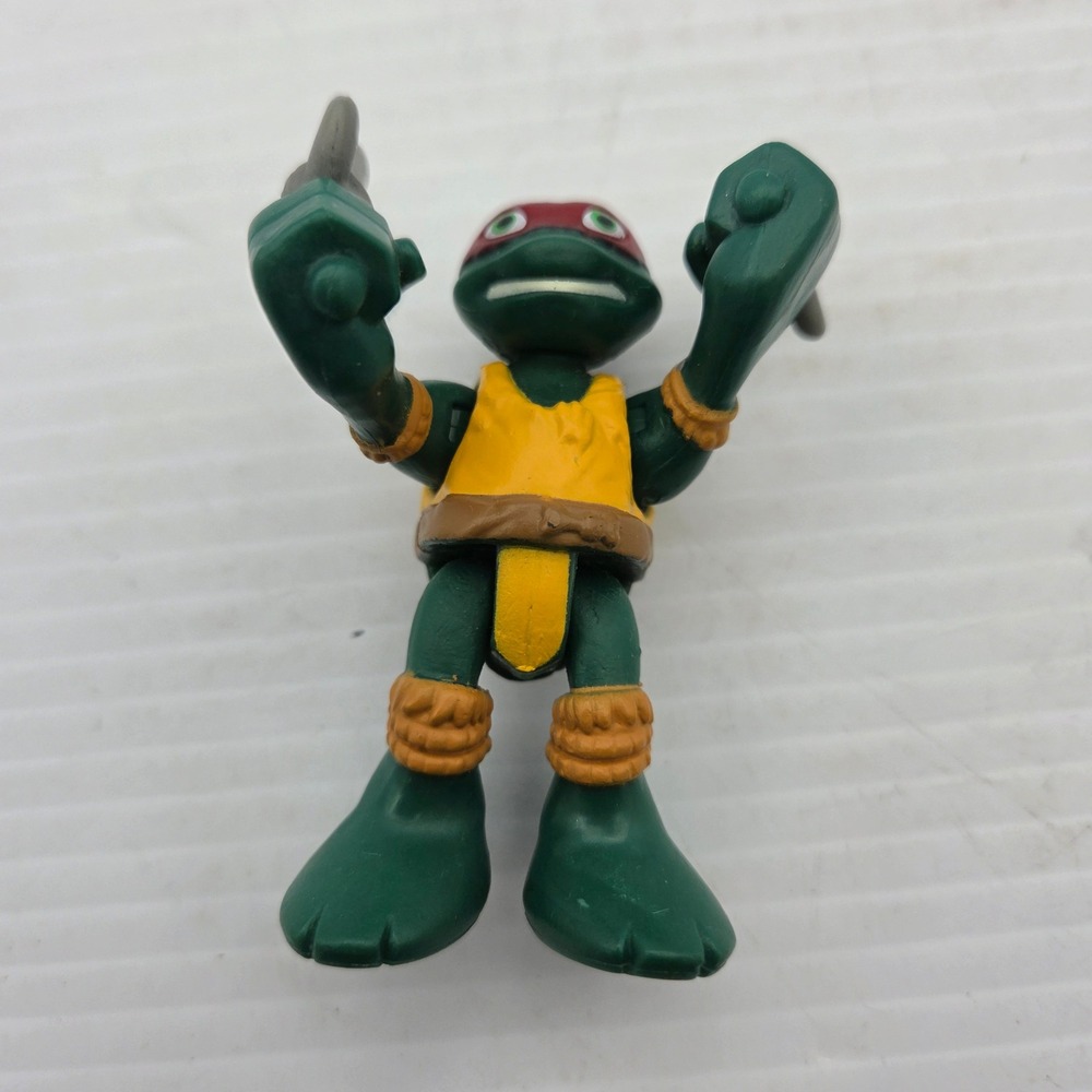 Teenage Mutant Ninja Turtles Raphael Mini Action Figure Green Red Mask Sai Toy